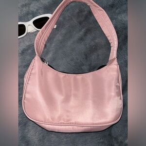 Pink nylon shoulder bag